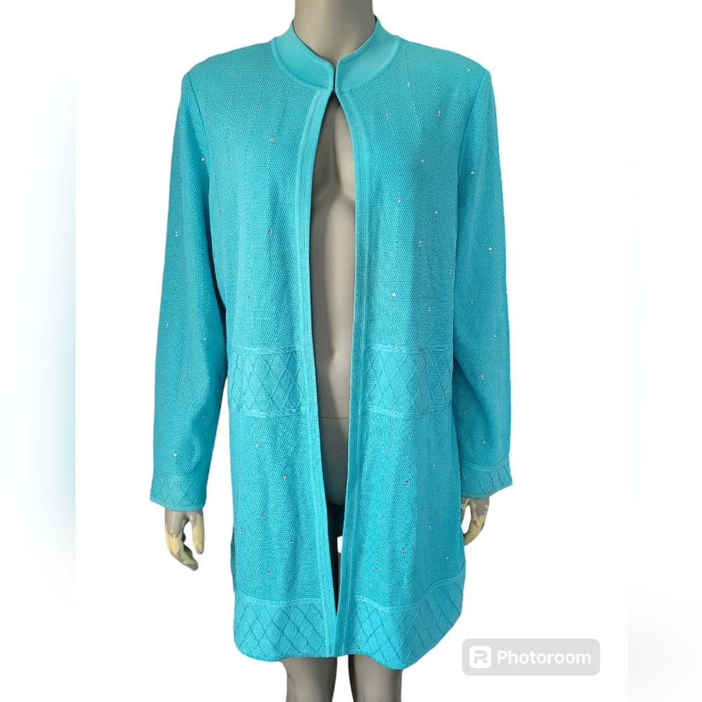 Ming Wang Mandarin Collar Longline Sweater Cardigan SzXL
